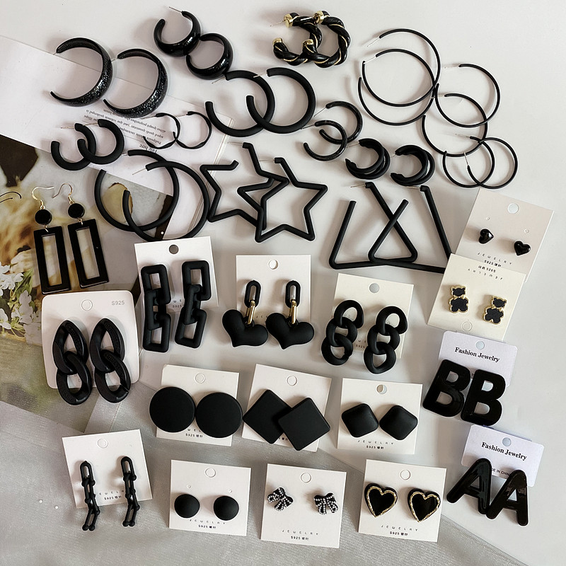 欧美风暗黑质感桃心链条大圆圈