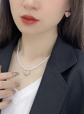 郁金香花朵爱心项链颈链