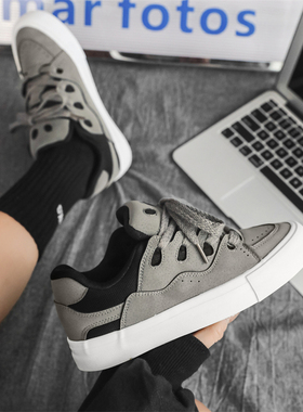 面包鞋男潮百搭小众2025新款洋气时尚低帮男女深灰色国潮滑板鞋