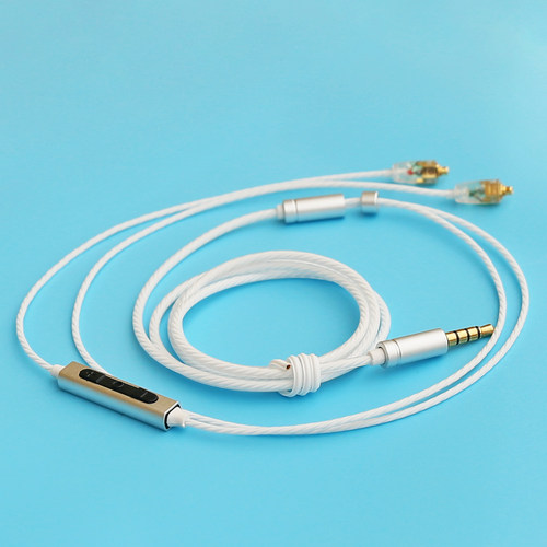 白色半透明带麦mmcx耳机插拔线 三键麦音量可调节通用IOS安卓通话