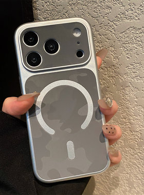 适用苹果17promax手机保护壳iphone17灰色秒变大视窗迷彩磁吸皮纹16promax保护套15pro外壳14pm全包防摔新款1