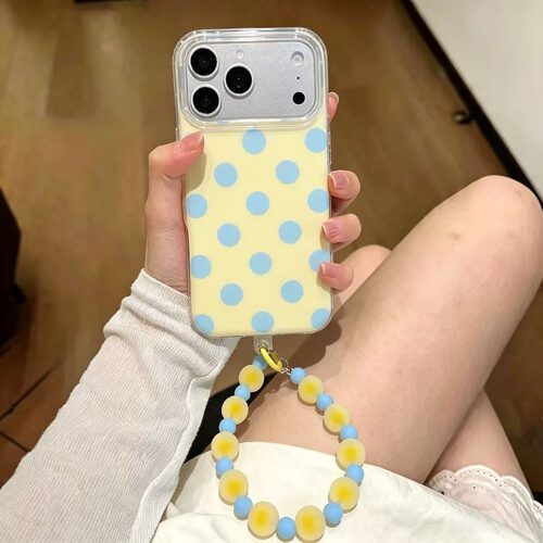 黄底蓝波点适用OPPOA6pro手机保护壳女A5A2A1活力版简约A97/A95/A93全包A58x/A72/A56防摔K13turbo保护