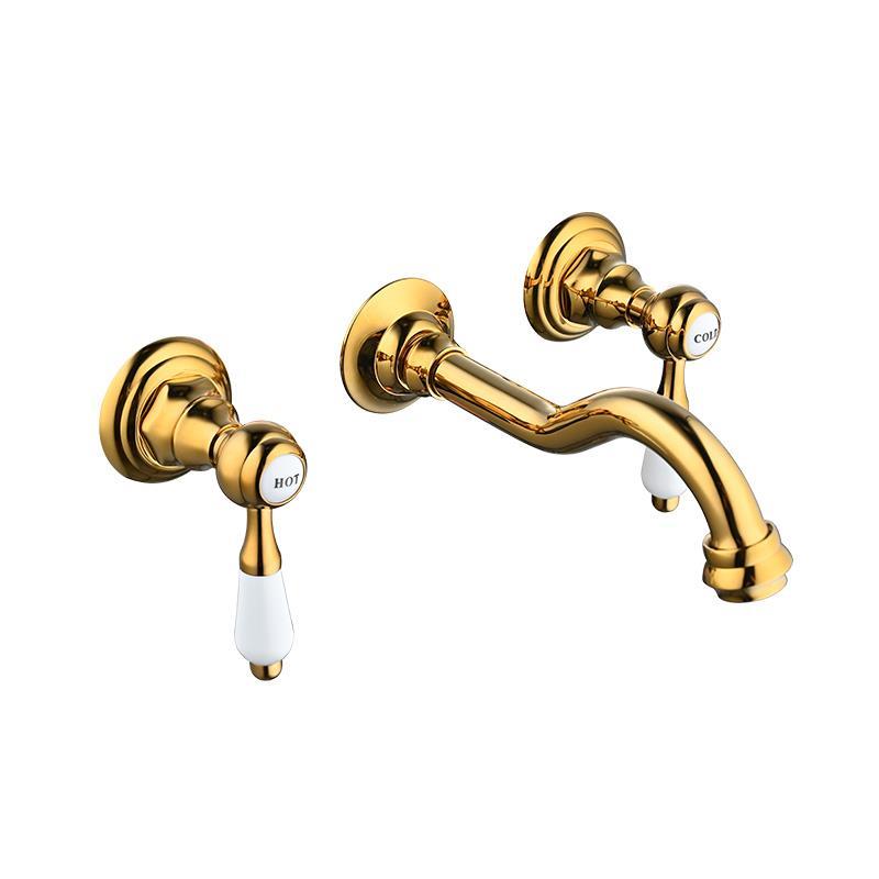 金色暗装入墙式面盆龙头