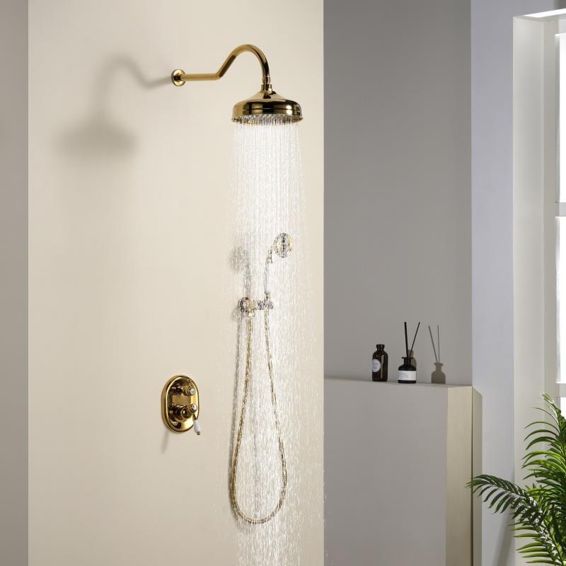 高端暗装全铜金色复古欧式花洒