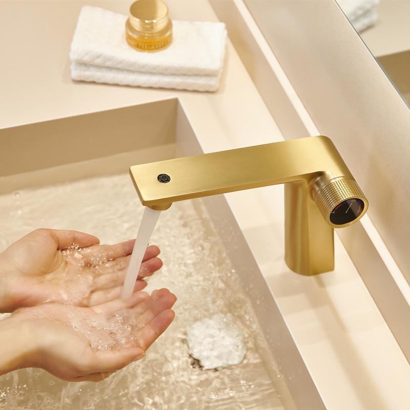 面盆水龙头枪灰拉丝金色全铜