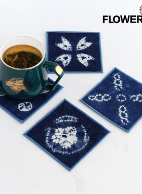 民族风扎染蜡染布艺茶道杯垫碗垫家用餐盘垫子锅垫防烫隔热垫