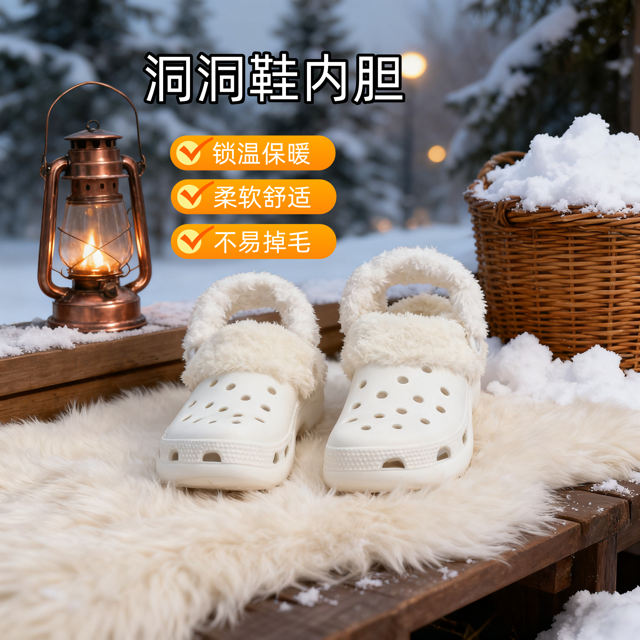 洞洞鞋内胆加绒加厚男女秋冬款