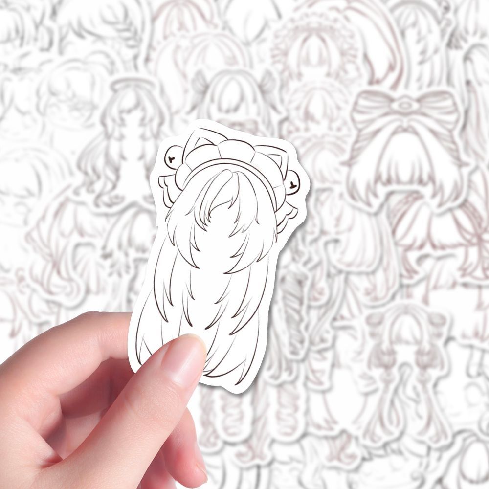 153张头发画法贴纸OC绘画参考甜美发型素材Q版人物装饰手账diy