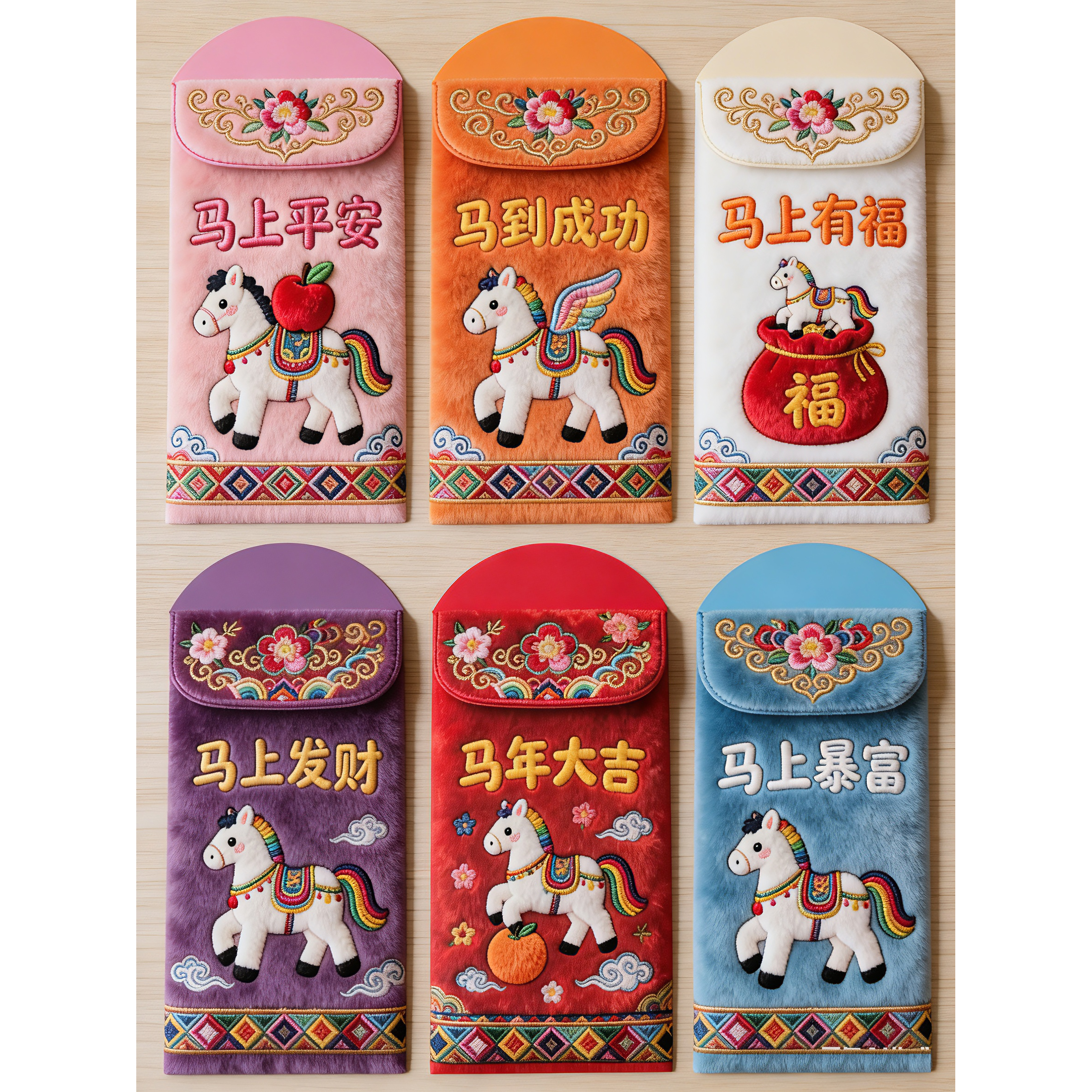2026马年压岁钱红包现货新款仿真5D打印刺绣小马利是封包创意春节