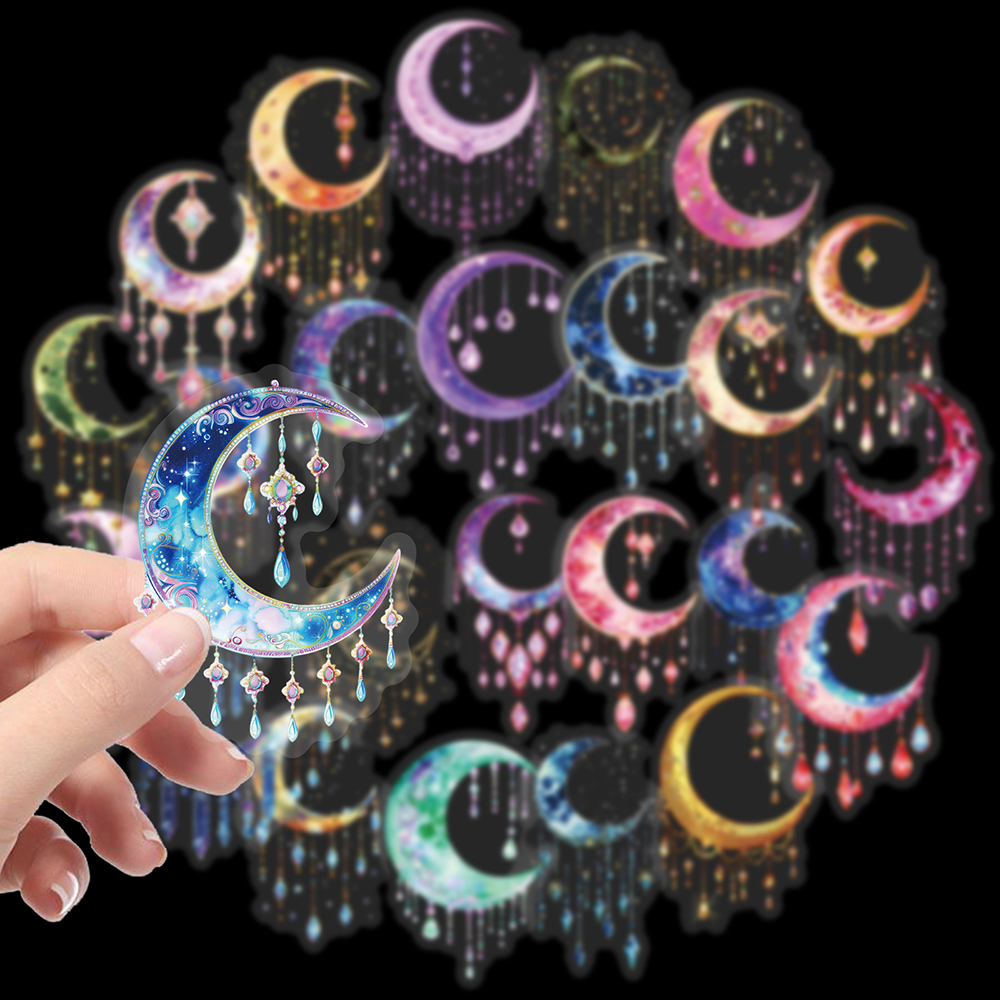 112张流苏新月PET贴纸ins创意精美钻石月亮闪耀绚丽DIY装饰贴画