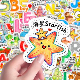 贴画 156张彩绘英语单词贴纸儿童益智英语启蒙英文学习卡通可爱q版