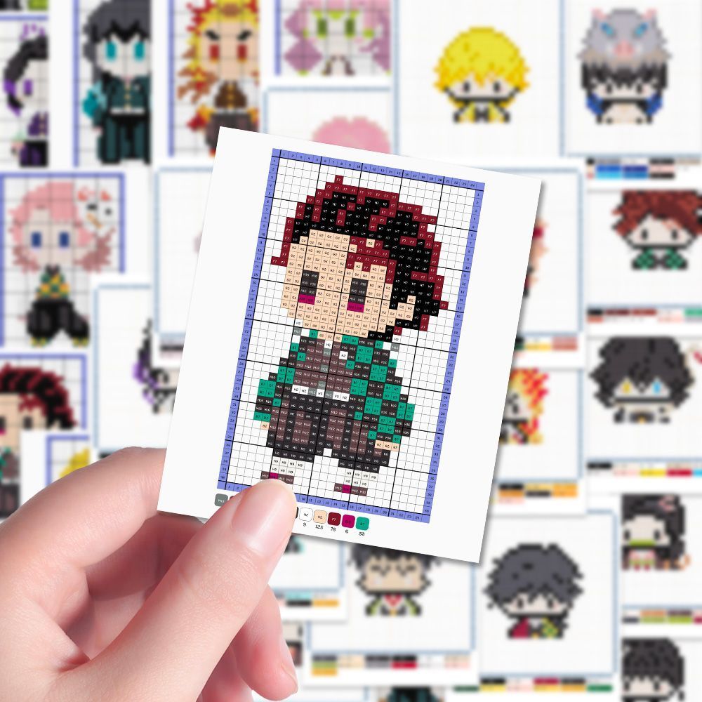 加大】鬼灭拼豆图贴纸鬼灭之刃二次元日漫周边贴画diy装饰手机壳