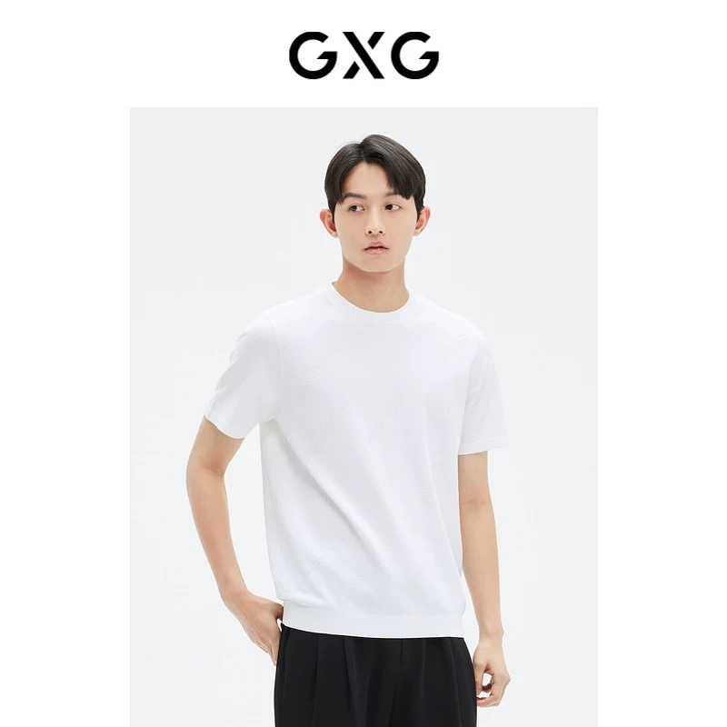 GXG男装 商场同款圆领短袖T恤字母提花夏季专柜新品GE1440883C