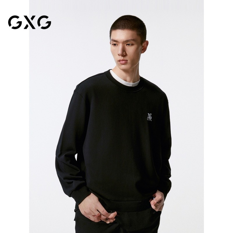 GXG男装 黑色字母图案简约时尚圆领卫衣男24年秋季新品G24X313011,男装,卫衣,淘宝优惠券,粉丝福利购,淘宝优惠卷