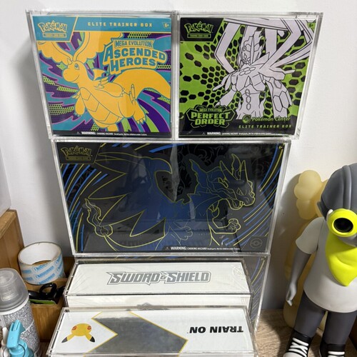 宝可梦pokemon 适用于美版ETB 透明亚克力磁吸保护壳展示盒收纳盒