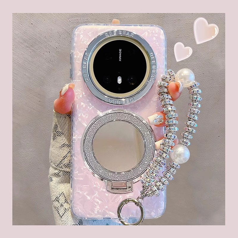 适用华为mate70pro手机壳新款mata70保护套水钻手链高级感女神mate60por+创意化妆镜子支架50尚防摔40外壳30