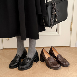 小个显高单鞋 羊皮不磨脚英伦风一脚蹬小皮鞋 女2026春季 真皮乐福鞋