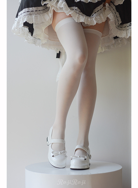 roji天鹅绒长筒过膝袜80D夏季显瘦lo女日系学院风软妹jk高筒白丝