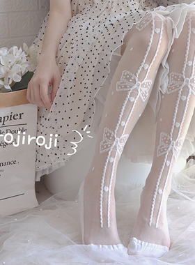 安妮的礼物Lolita袜子女夏中筒玻璃丝超薄过膝袜女洛丽塔日系蕾丝