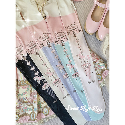 roji梦马搭配Lolita印花连裤袜