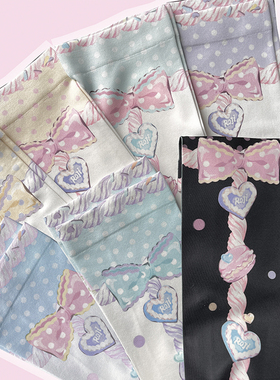 马卡龙Lolita袜子女春夏秋中筒袜天鹅绒印花过膝袜洛丽塔日系甜美