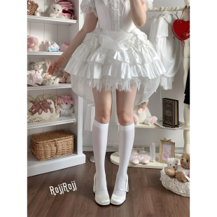 Lolita春秋夏季 中筒袜女厚白丝jk制服小腿袜日系天鹅绒微压瘦腿