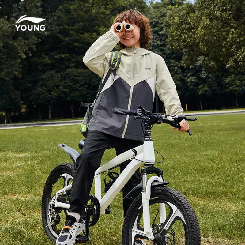 李宁儿童风衣男女童外套黑色耐脏百搭上衣24秋款防风青少年开衫