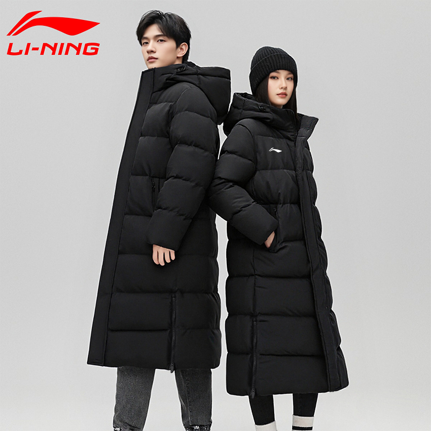李宁长款羽绒服2025冬季新款男女过膝情侣款户外加厚加长羽绒大衣