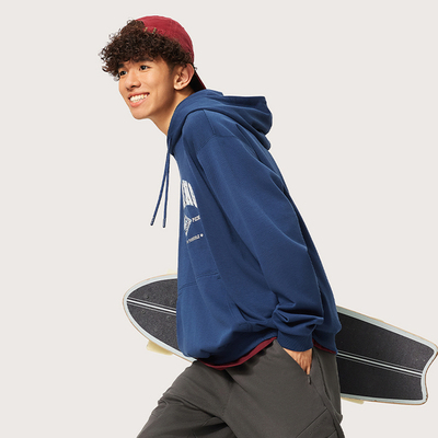 李宁男子新品运动生活系列秋季潮流时尚舒适宽松连帽卫衣AWDU615