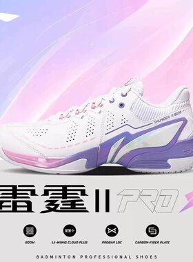 李宁羽毛球鞋雷霆2 PRO男女同款专业减震耐磨防滑运动鞋AYAW001