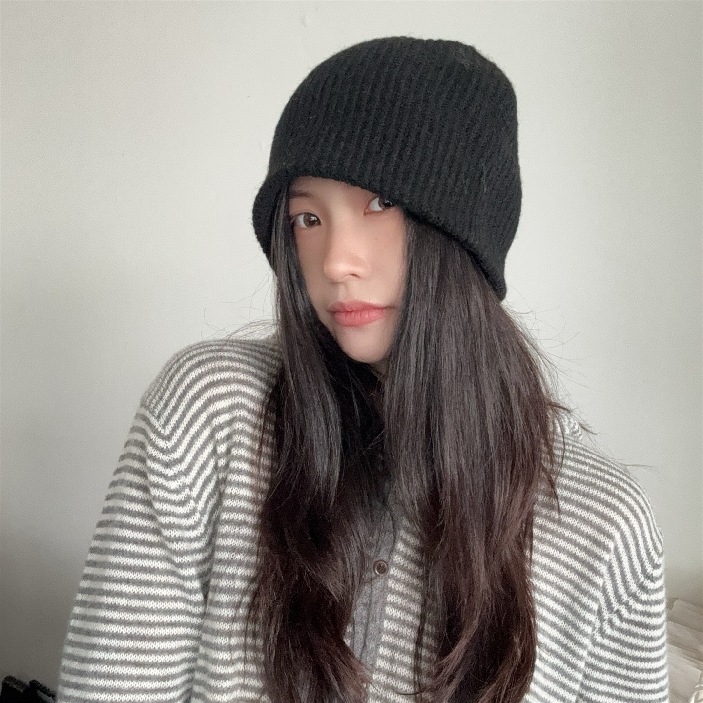 日系简约大版型针织包头帽