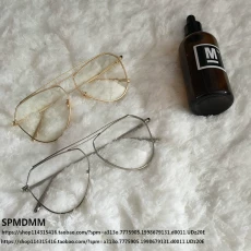 Đại học gió tròn kim loại gương phẳng Siêu nhẹ kim loại nửa khung tròn retro nam và nữ kính phẳng khung