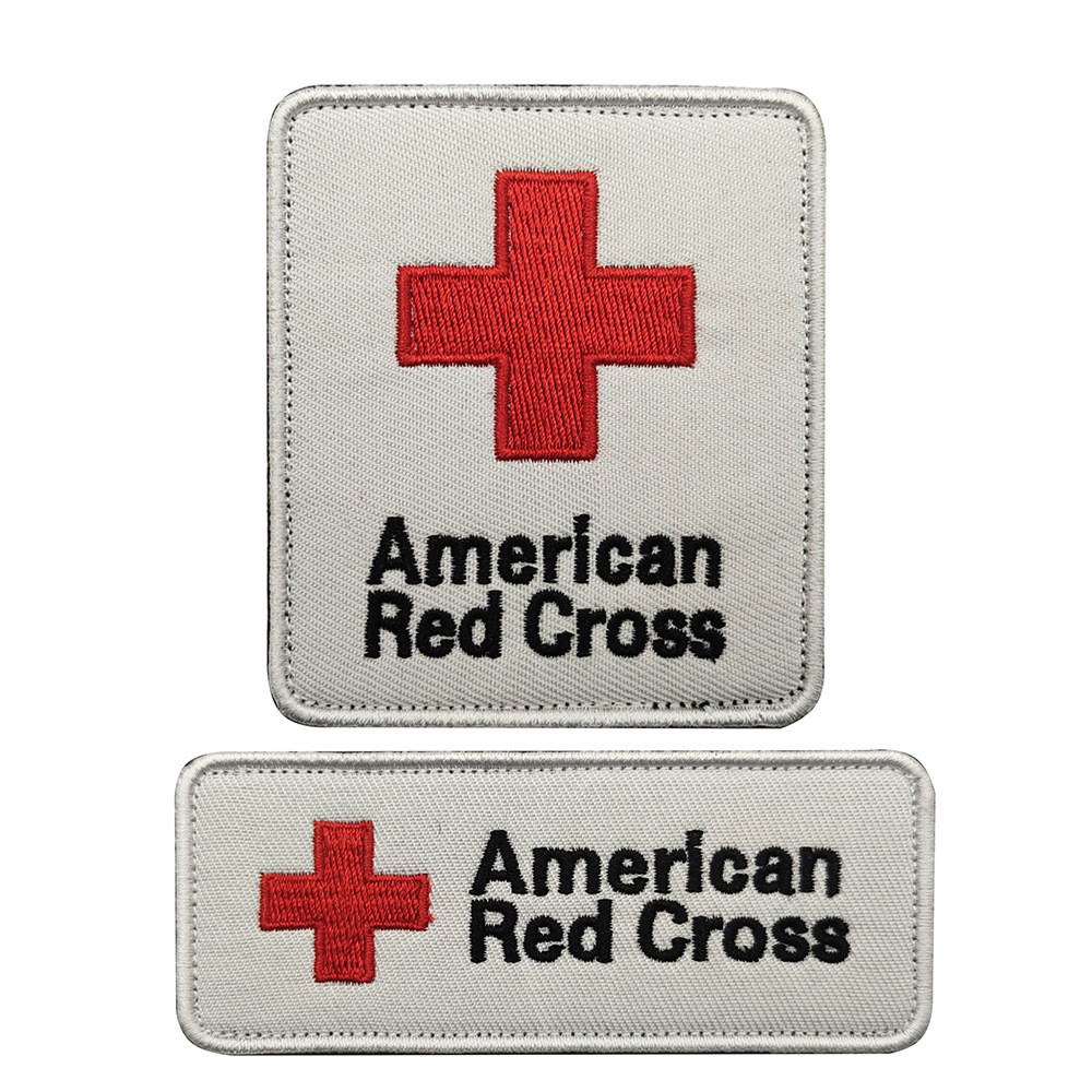 first aid医疗兵徽章 美国红十字刺绣臂章魔术贴战术臂章胸章肩章