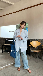 春上新韩系正版气质通勤外套刺绣设计西装高级感外套 89723#