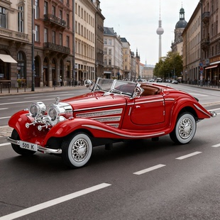 金车将1 32奔驰500K四开门声光回力合金车玩具怀旧老爷车模型摆件