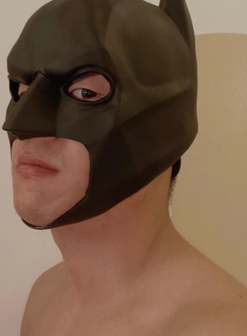男生体育生1S蝙蝠侠头套型男潮男0M性感黑色PVC款蝙蝠侠面具头套