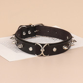 男生体育生朋克铆钉项圈小狼狗小奶狗潮流皮质黑项圈1S纯欲风颈环