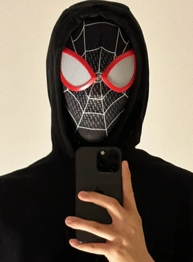 男生体育生1S蜘蛛侠面具平常心迈尔斯弹性面罩cosplay蜘蛛侠头套