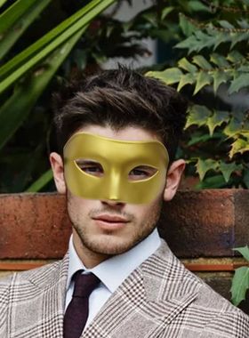 男生面具体育生1S0M眼罩万圣节舞会派对黑色男士半脸面具帅气面罩