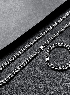 欧美古巴链时尚毛衣男士方形钛钢