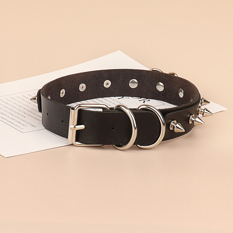 男生体育生朋克铆钉项圈小狼狗小奶狗潮流皮质黑项圈1s纯欲风颈环