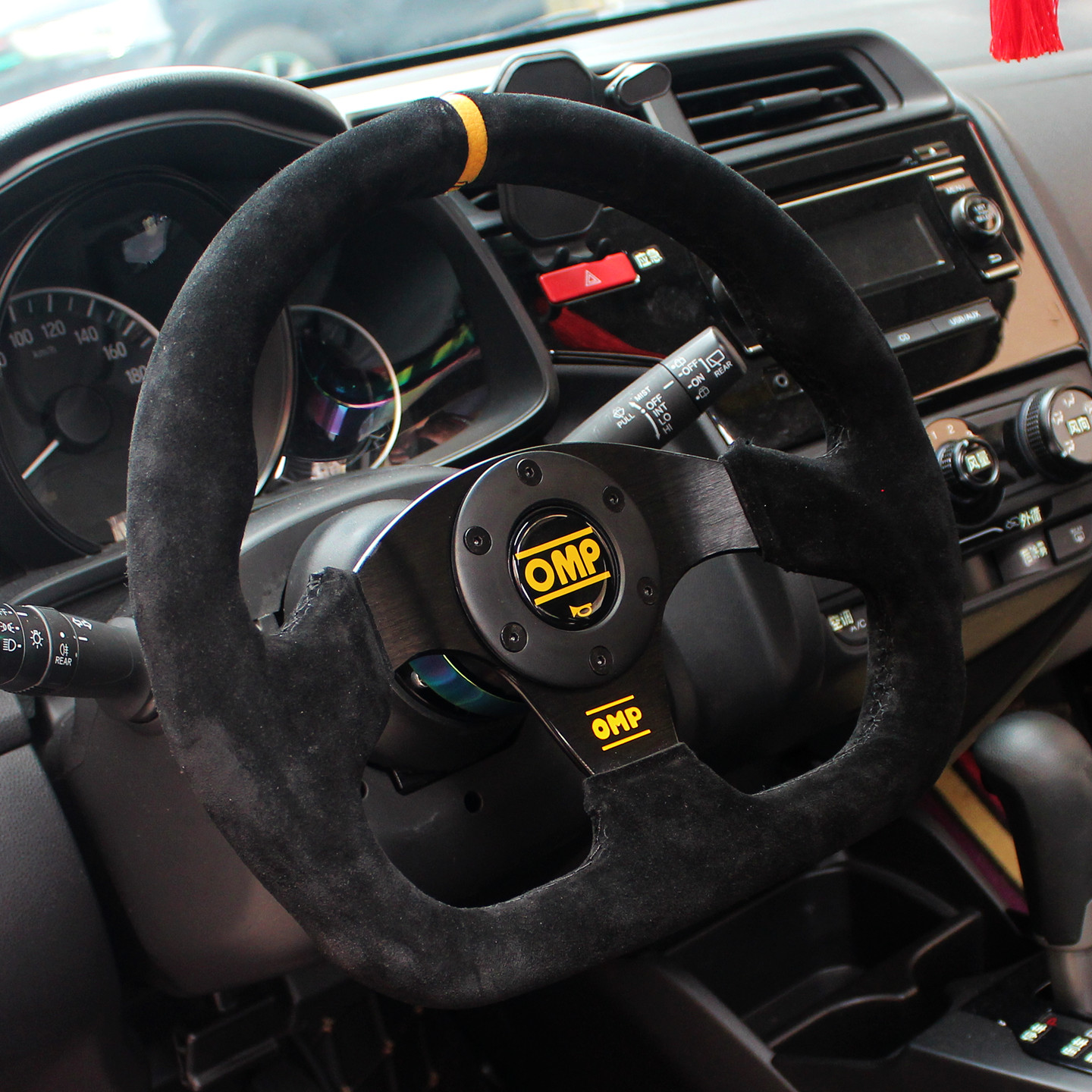 D型13寸OMP翻毛皮真皮JDM方向盘