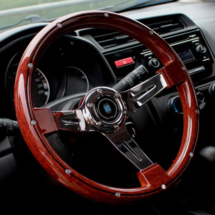 大众普桑捷达改装仿桃木方向盘北斗星五菱宏光通用复古快拆方向盘
