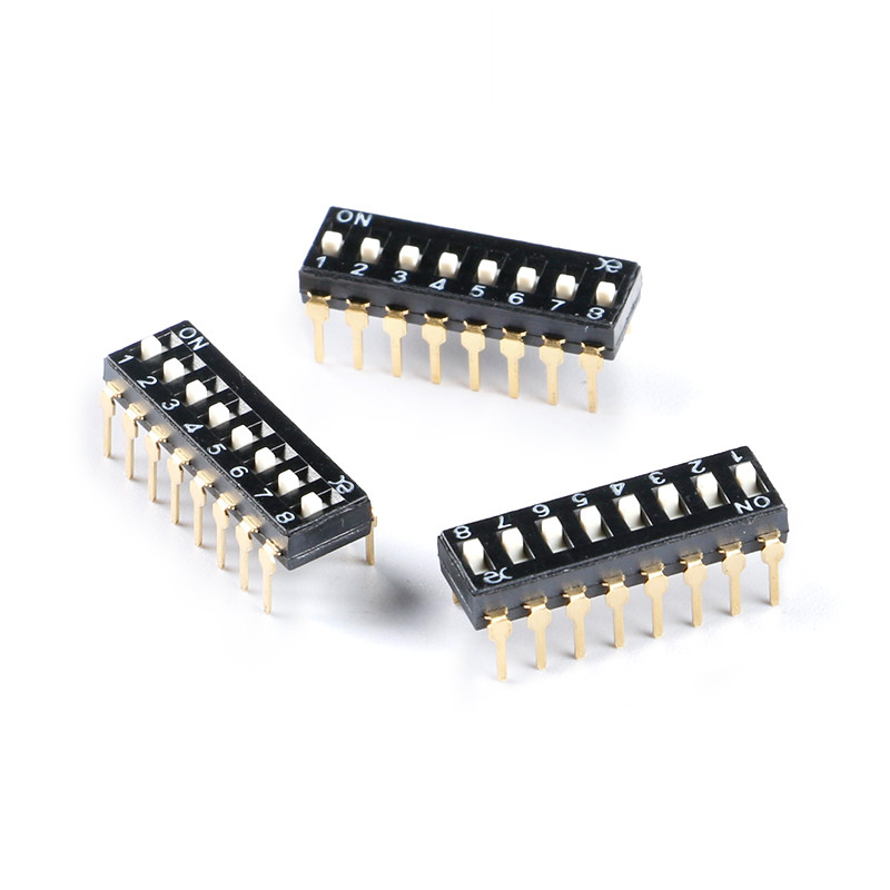 DSIC08LHGET 2.54mm间距8位高推直插拨码开关/拨动编码开关