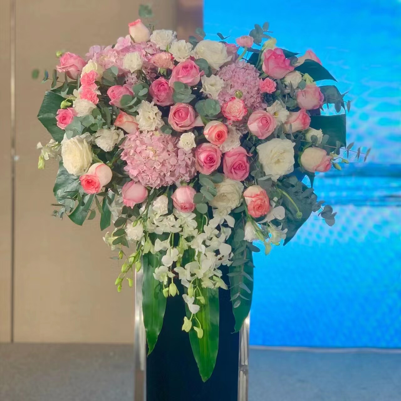西安花店同城送花商务会议演讲台花发布会记者会年会高档商务台花