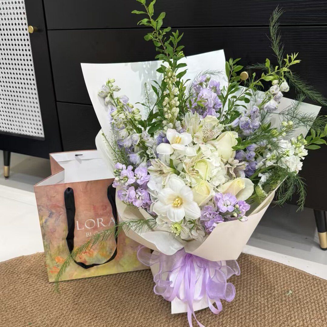 西安花店同城送花紫罗兰花束三八节教师节母亲节礼物