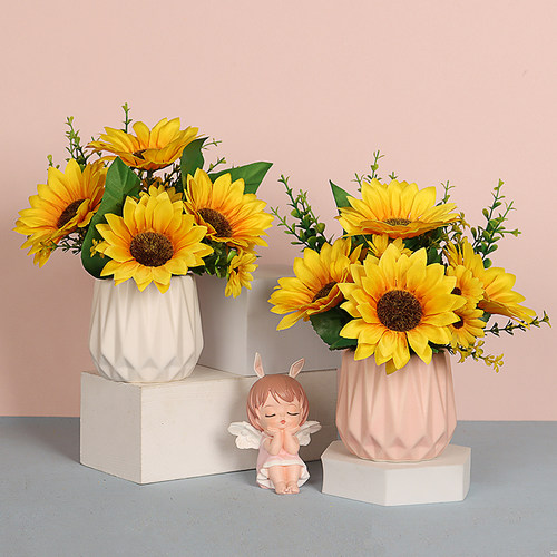 绢花太阳花装饰摆件假花仿真花