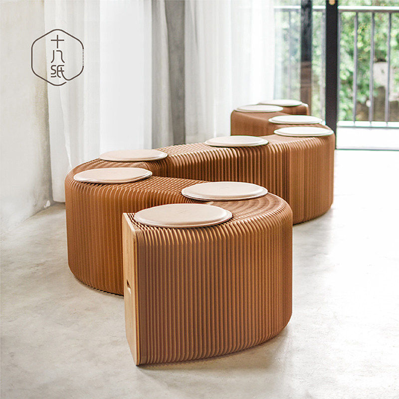 conference chair stool十八纸折叠风琴凳活动长条纸椅子会议凳子