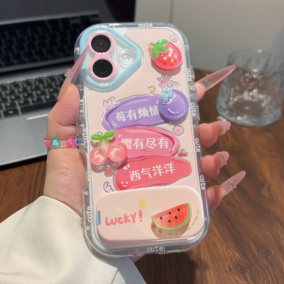 莓有烦恼公仔适用于苹果16promax手机壳15/14/13可爱华为NOVA14/13/12创意OPPORENO14/13/12防摔VIVOY300