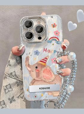 油画小象适用苹果iPhone17/16手机壳vivoX300荣耀400新款OPPOReno14华为mate70pro全包Pura80女nova14小米17